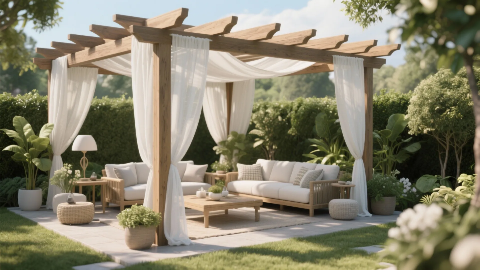 2. Pergola with Draped Fabrics