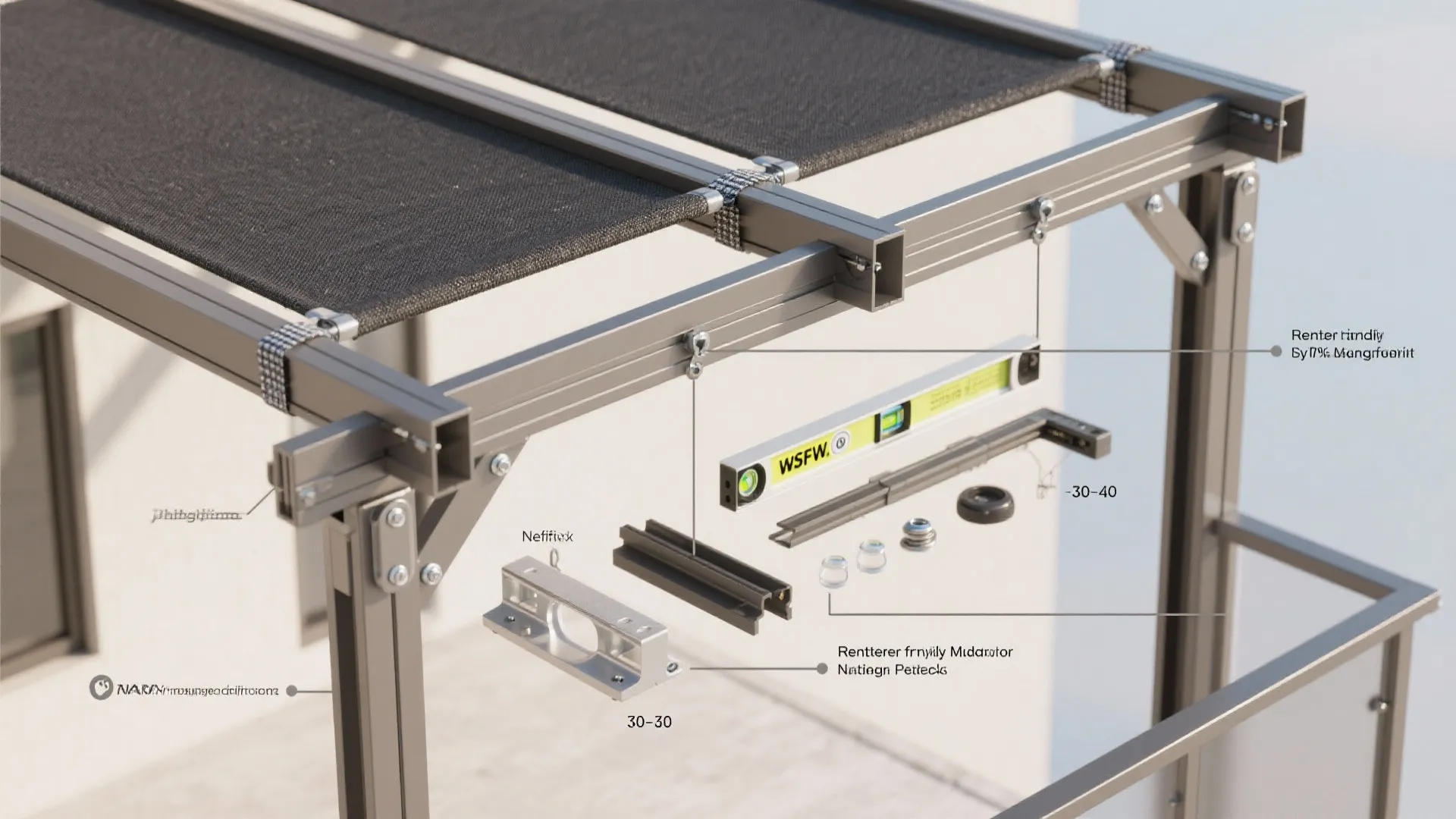 Adjustable pergola frame with shade cloth