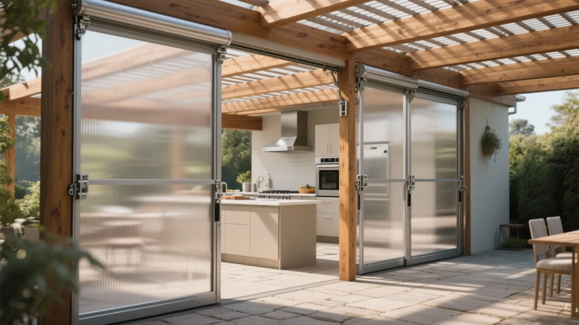 1. Covered Pergola with Retractable Side Panels