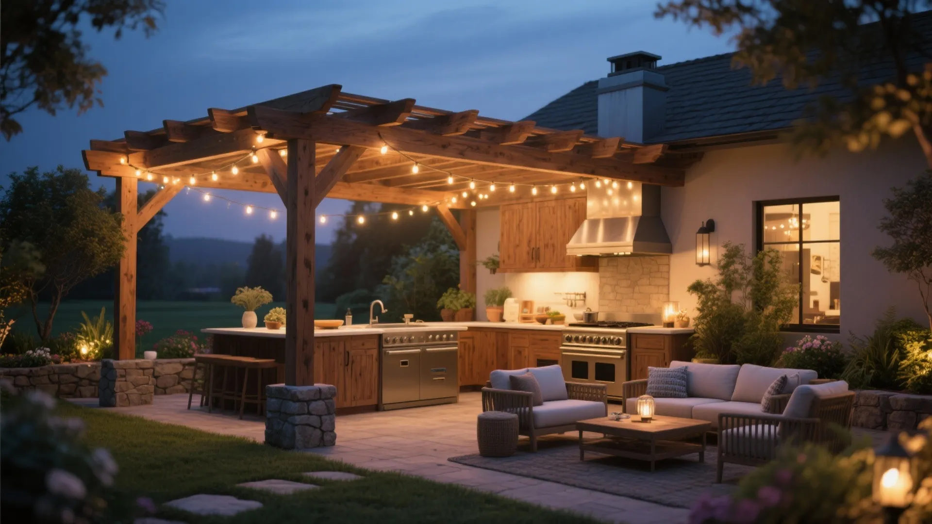 4. Pergola with Lighting
