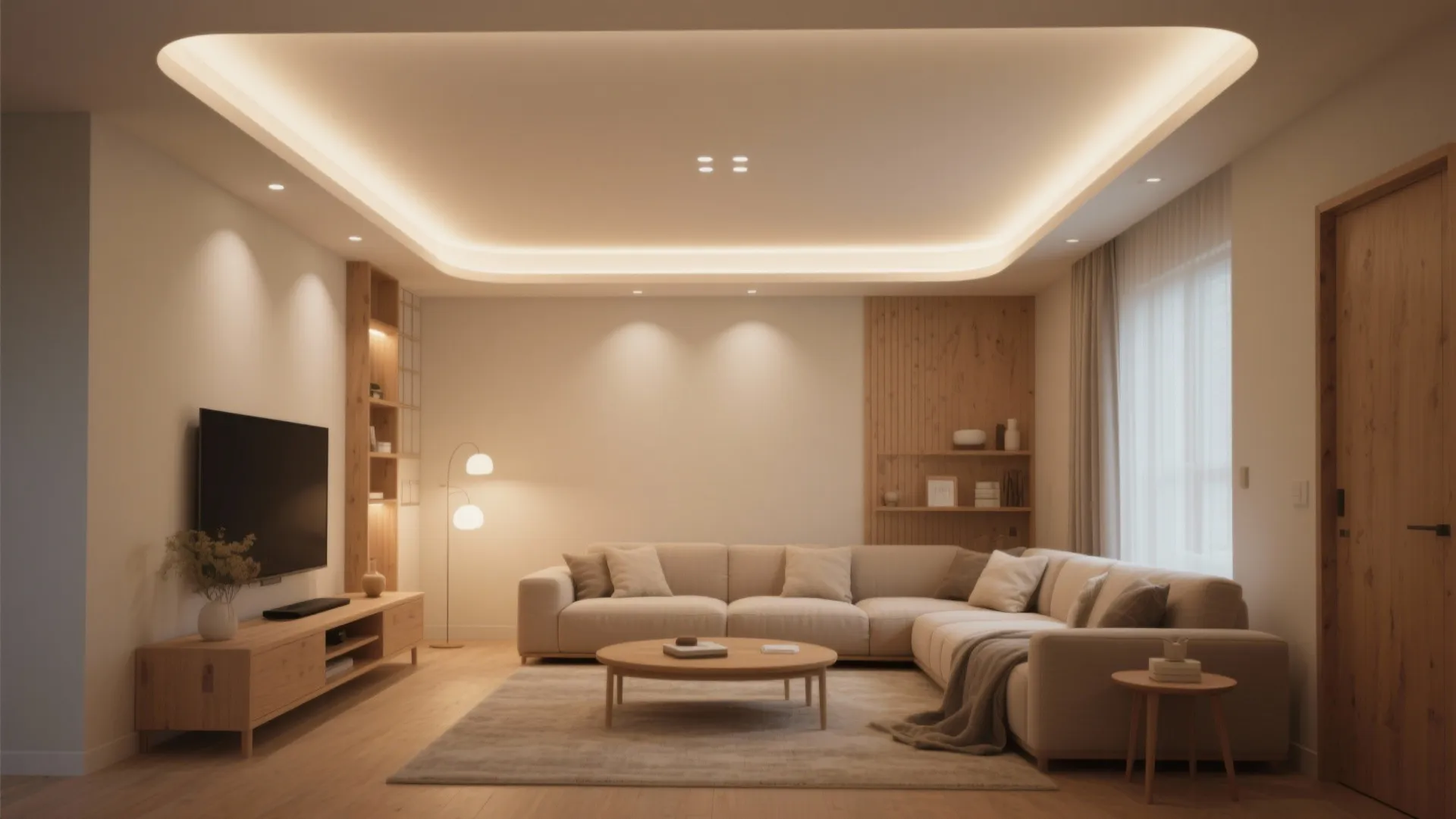5) Cove and perimeter linear lighting for calm ambiance