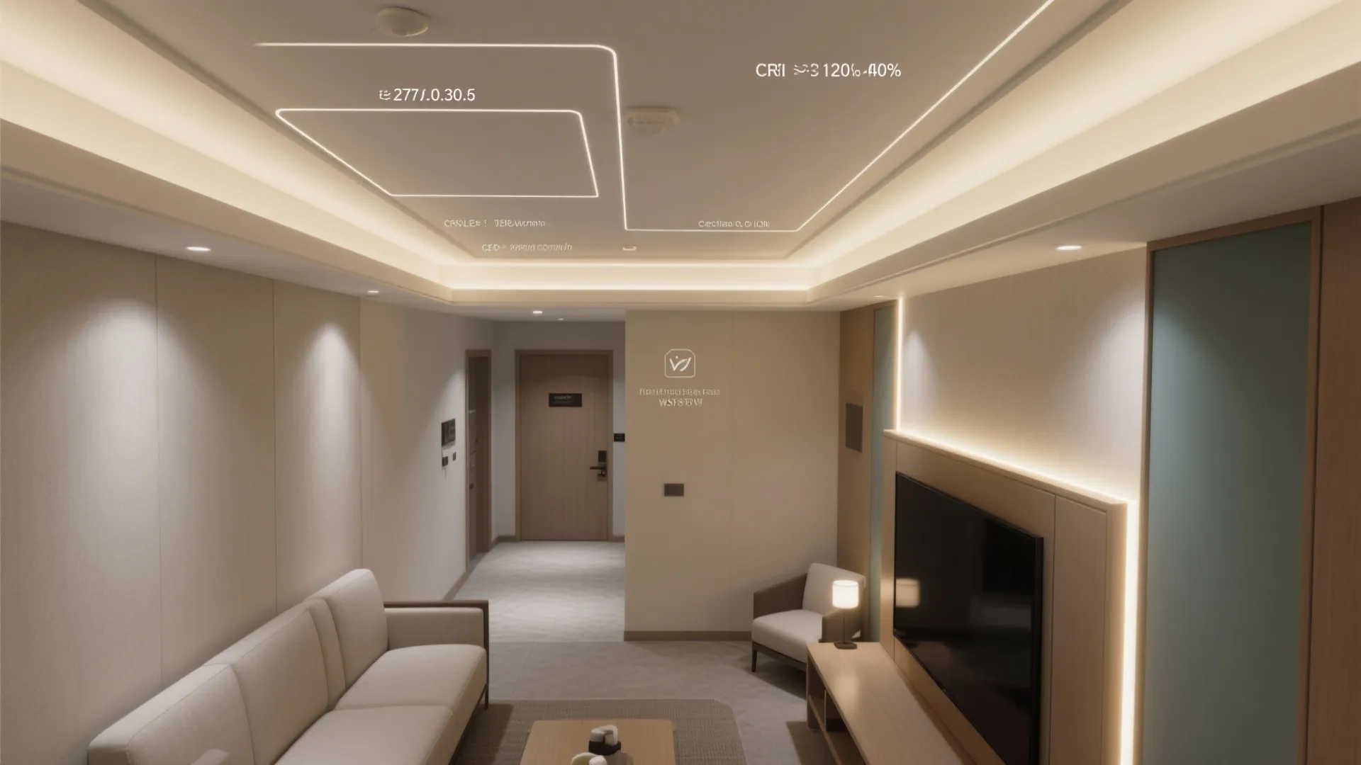 2) Perimeter LED Cove with Soft Wash Lighting