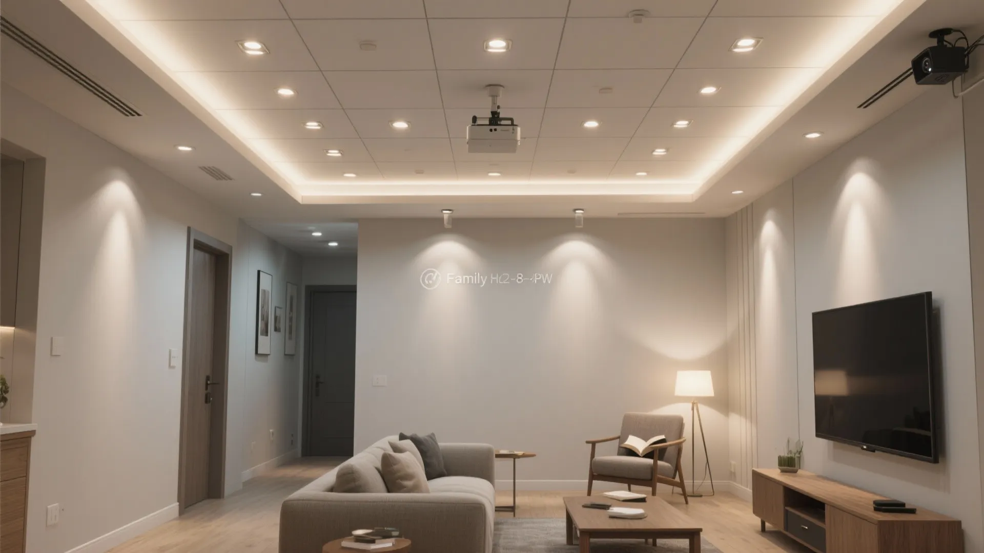 Perimeter Drop Ceiling with Layered Downlights