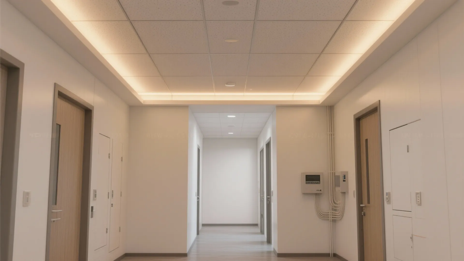 Perimeter fall ceiling with service access (rental-friendly)