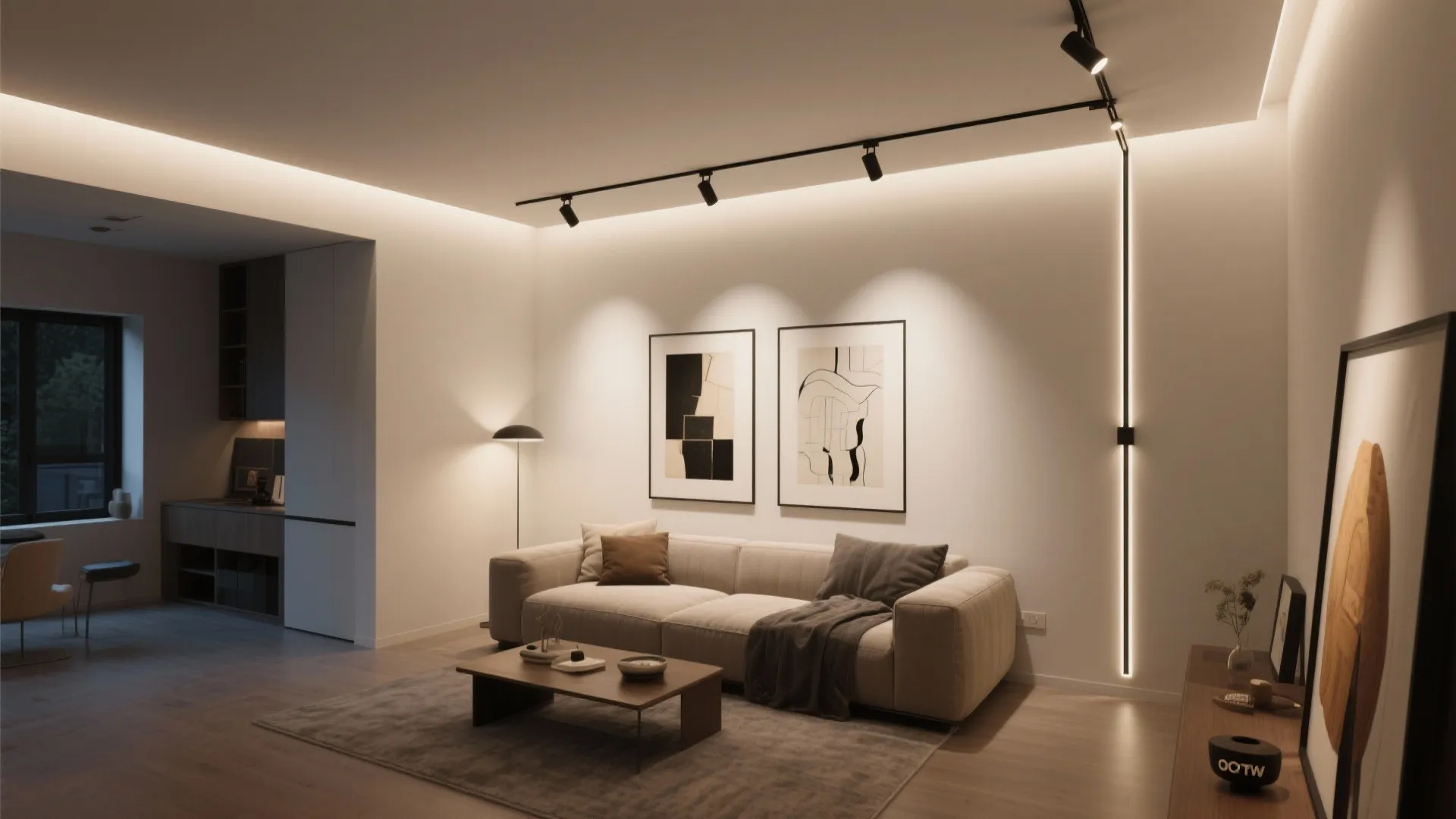 4. Track Lighting along Perimeter