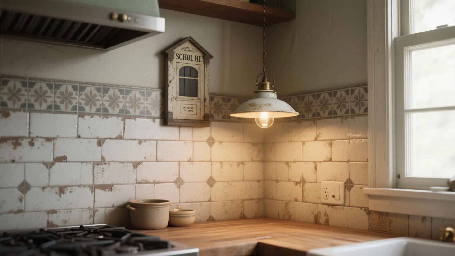 4. Period lighting and vintage tiles