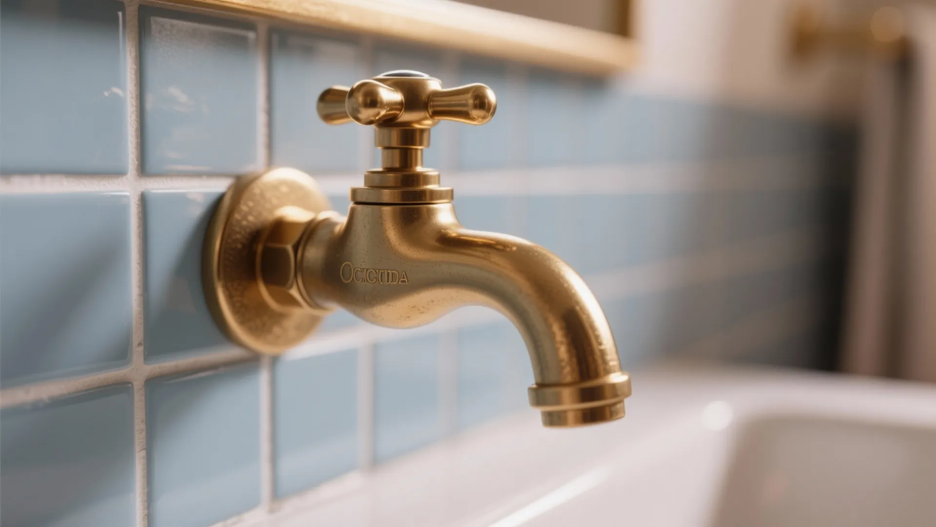 9. Periwinkle and Brass Faucet Combo