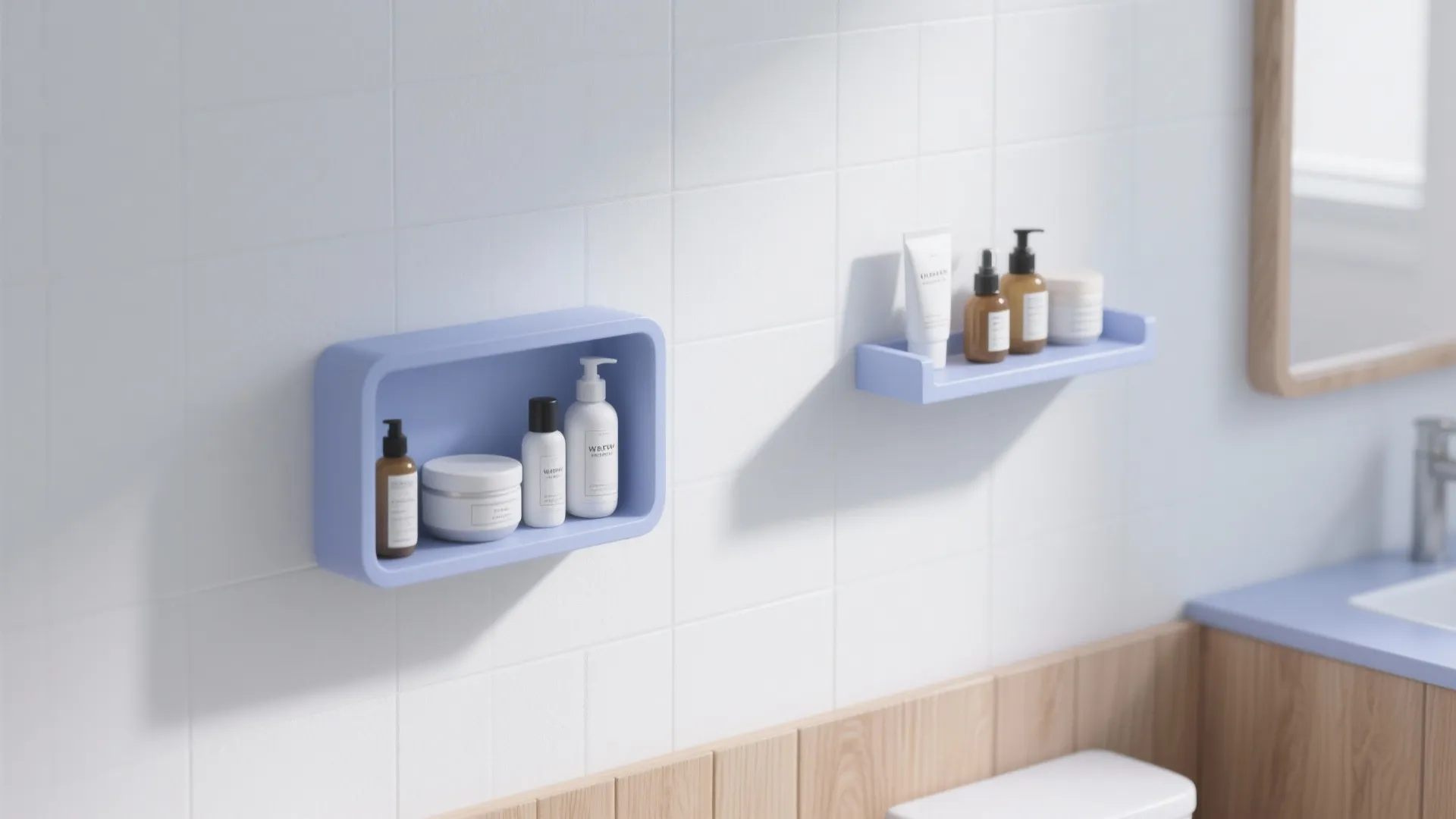 8. Floating Periwinkle Shelves