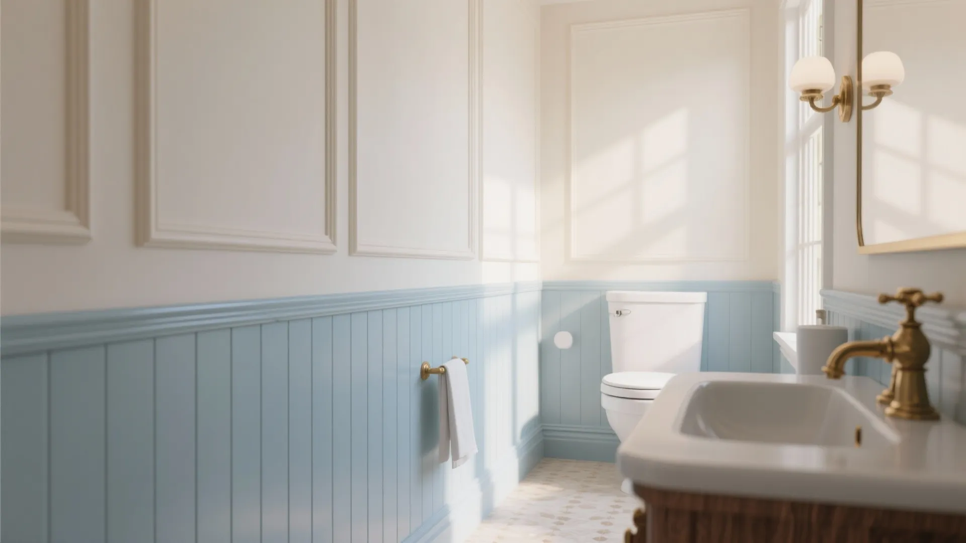 6. Half-Height Periwinkle Wainscoting