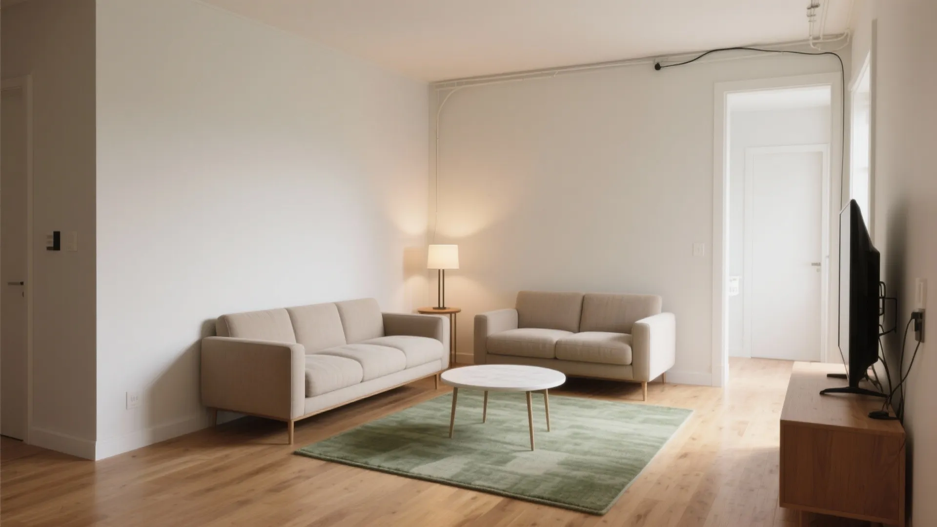 Perpendicular Layout: One Full Sofa + One Apartment Sofa