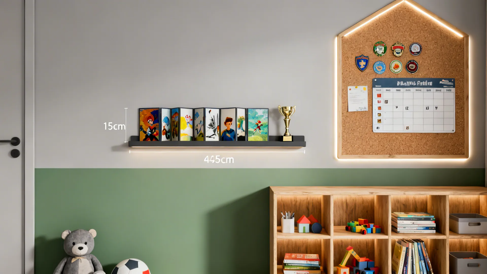Display and Personalization: Shelves, Cork Walls, and LED Moments