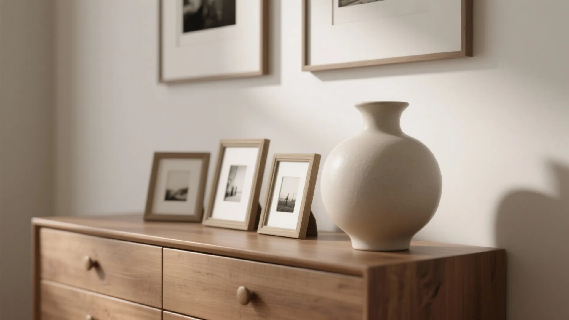 Personal gallery: small frames and a statement object