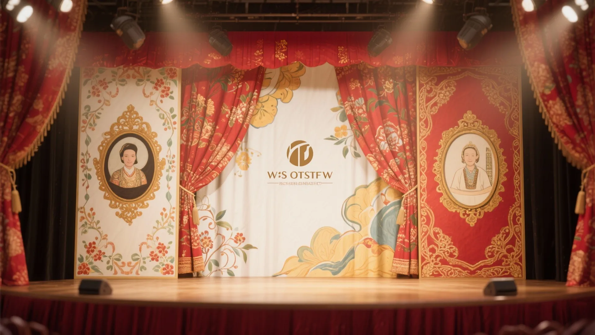 Hand-painted family-inspired backdrop with warm tones