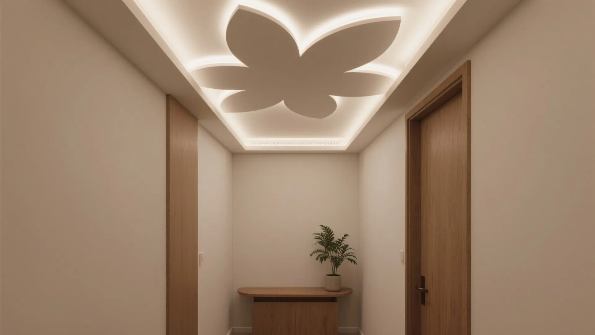 Petal-Shaped False Ceiling with Cove Lighting
