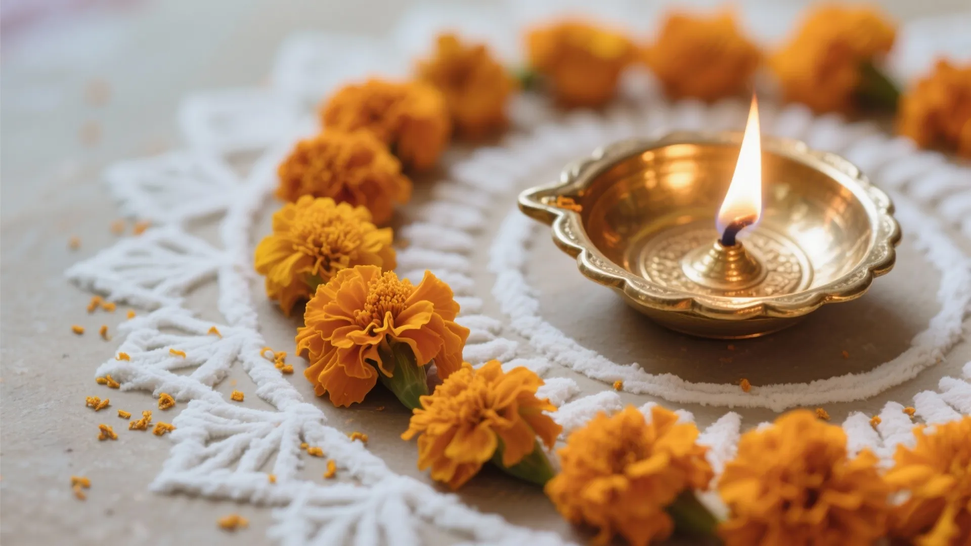 Floral Mandala with Diya Highlights