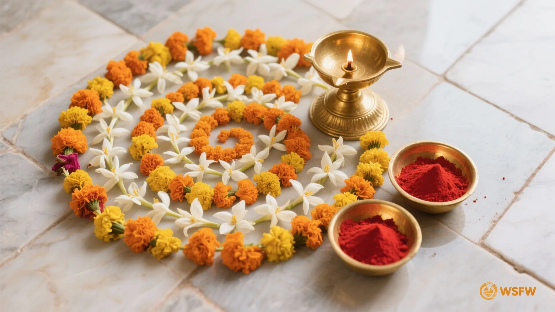 Flower-Petal and Natural Pigment Kolam for Festival Energy