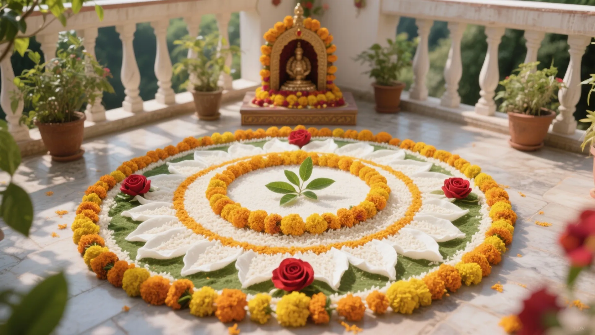 Flower-Petal Rangoli (Fragrance + Easy Cleanup)