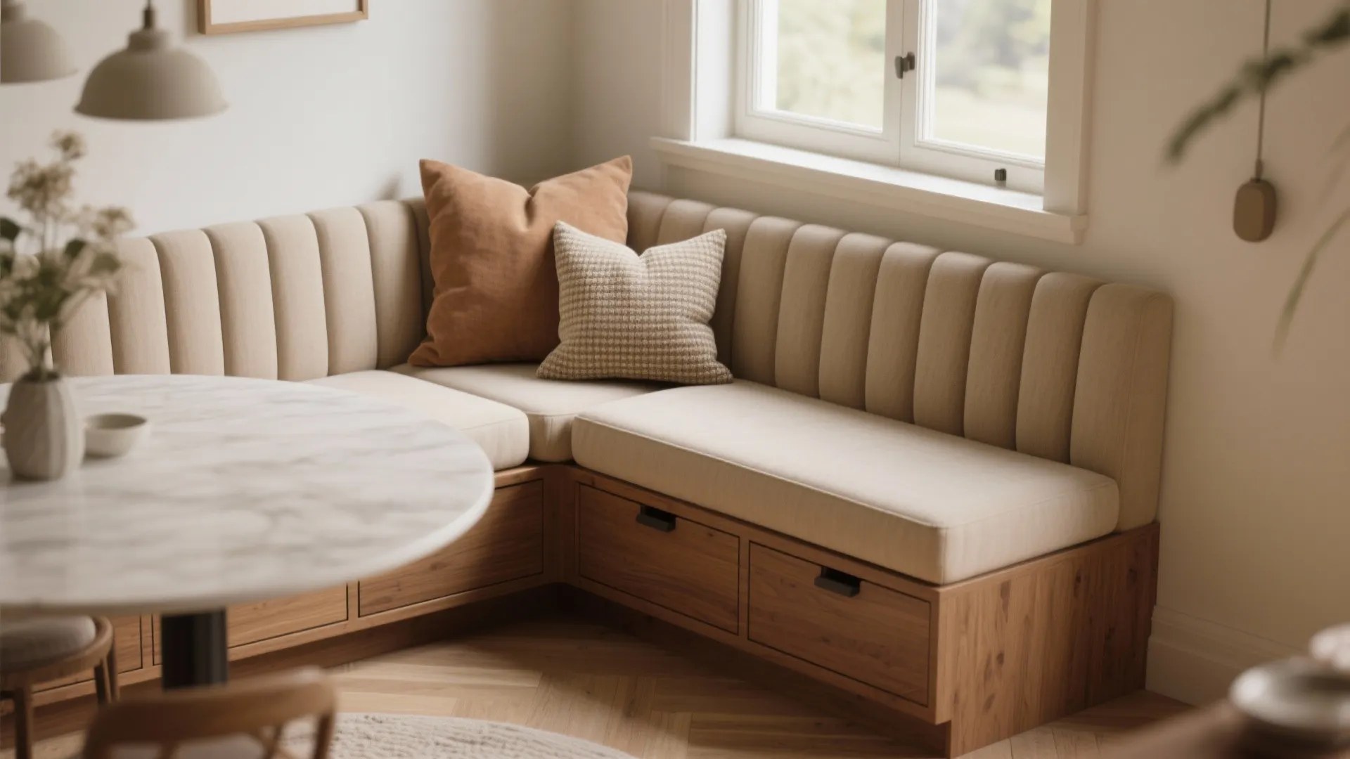 2. Petite banquette: cozy seating with storage