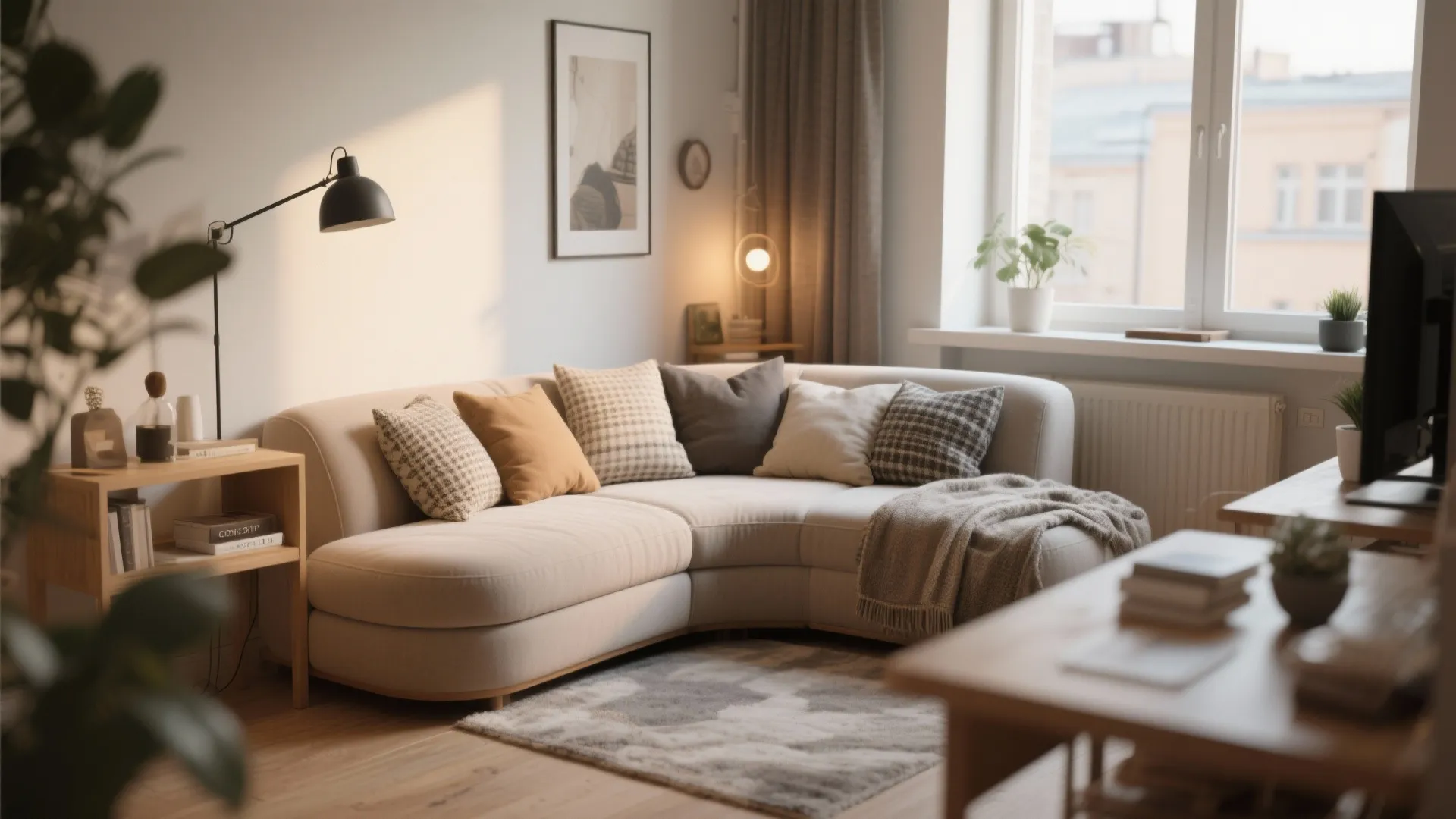 4. Petite Curved Loveseat for Small Apartments