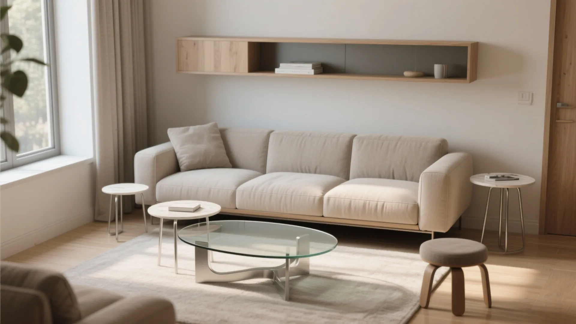 4) Right-size companions: petite tables, storage that floats, and transparent surfaces