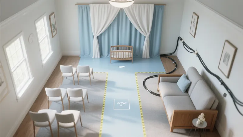 Serene Nursery Design with Soft Blue and Natural Wood
