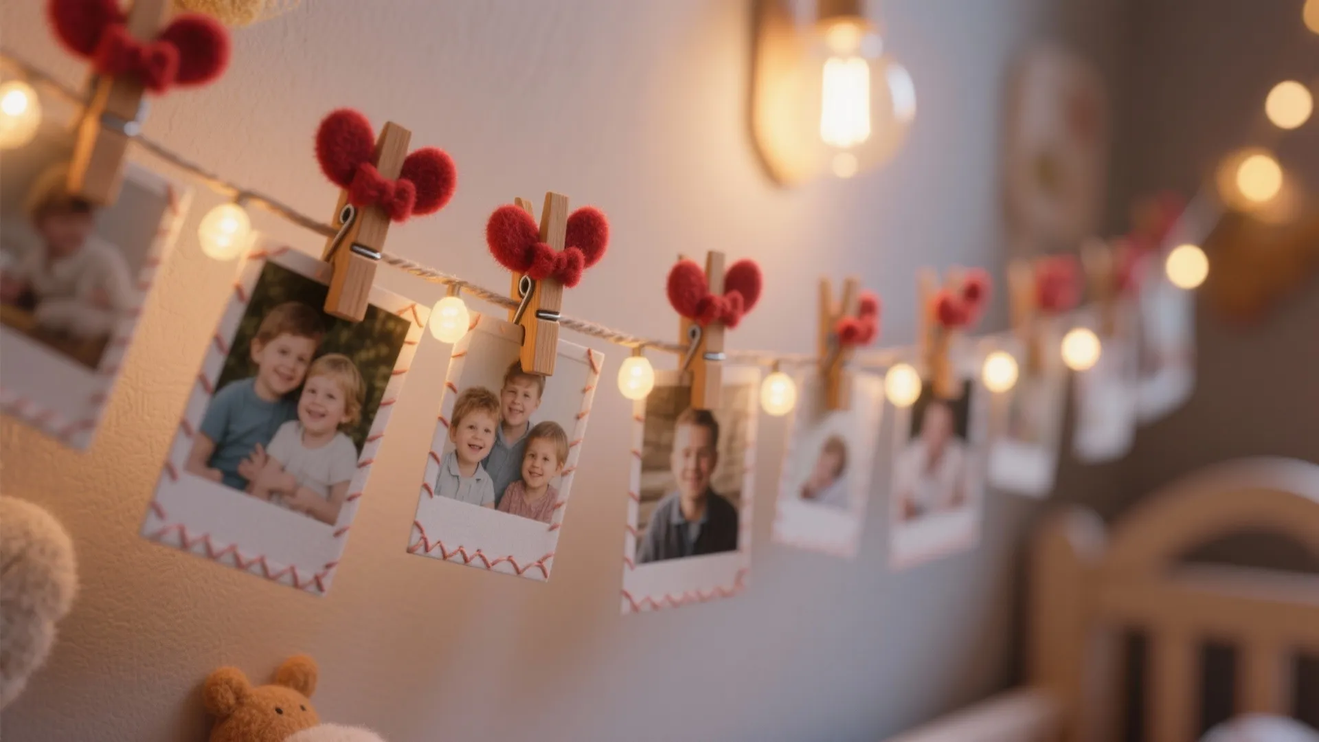 3. Eared Photo Garland with Fairy Lights