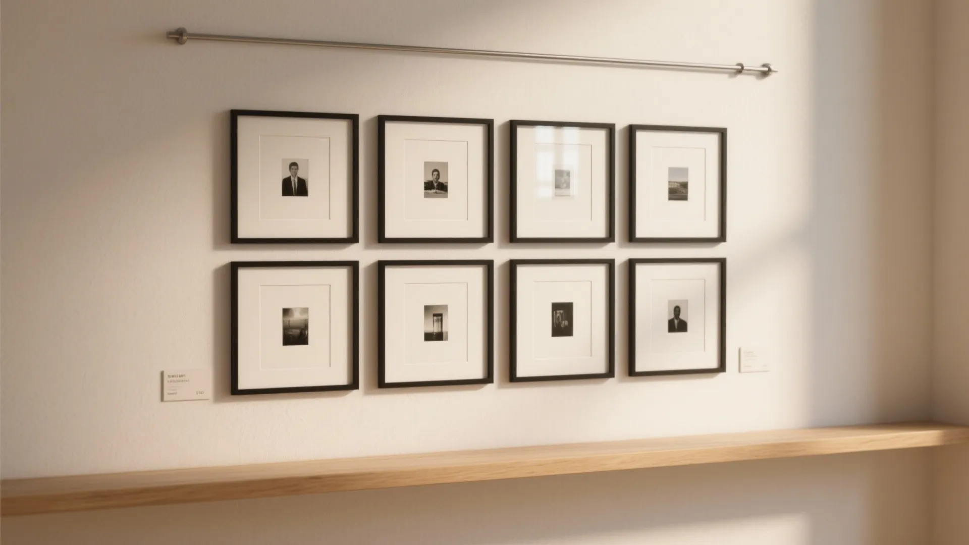 Photo gallery elevation with rails and grids