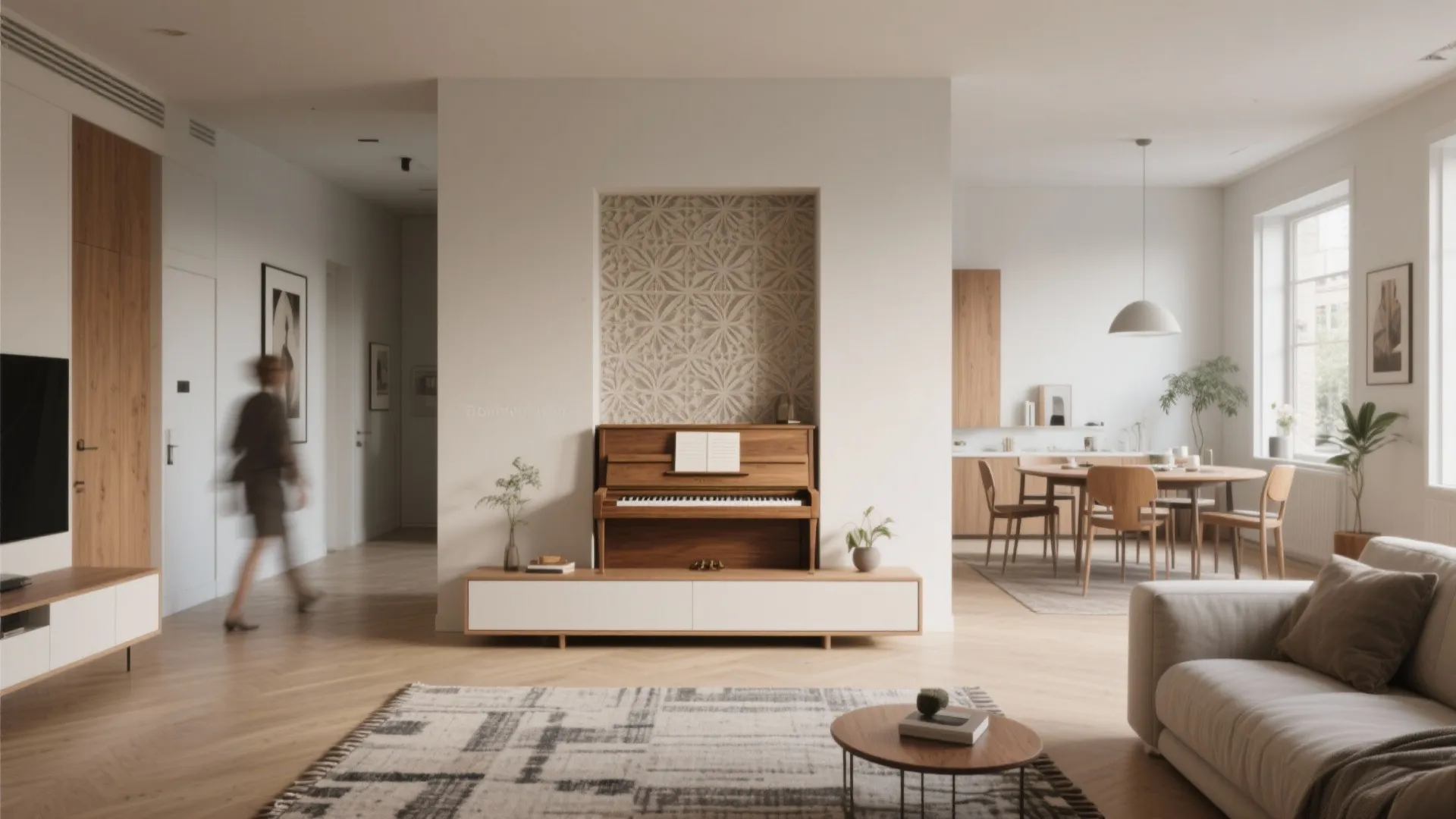 Piano as a Room Divider in Open Plan
