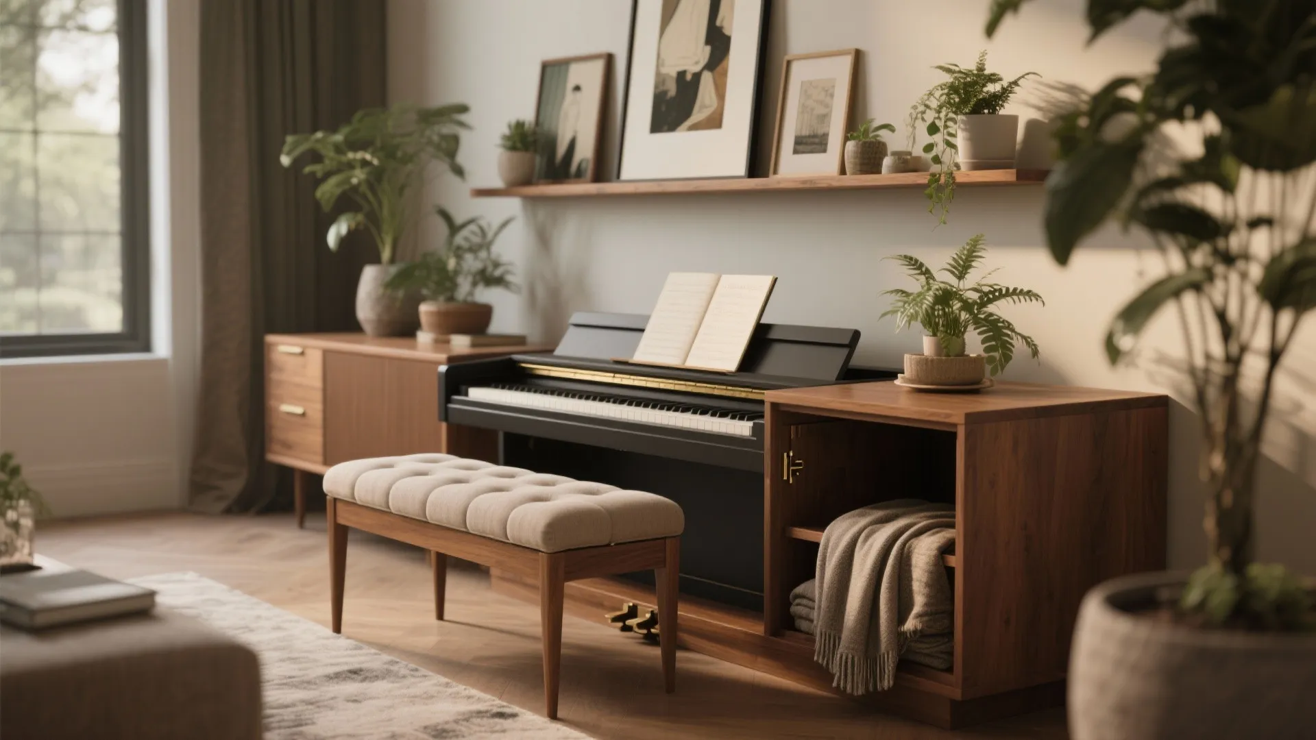 Multi-use Piano with Storage and Seating