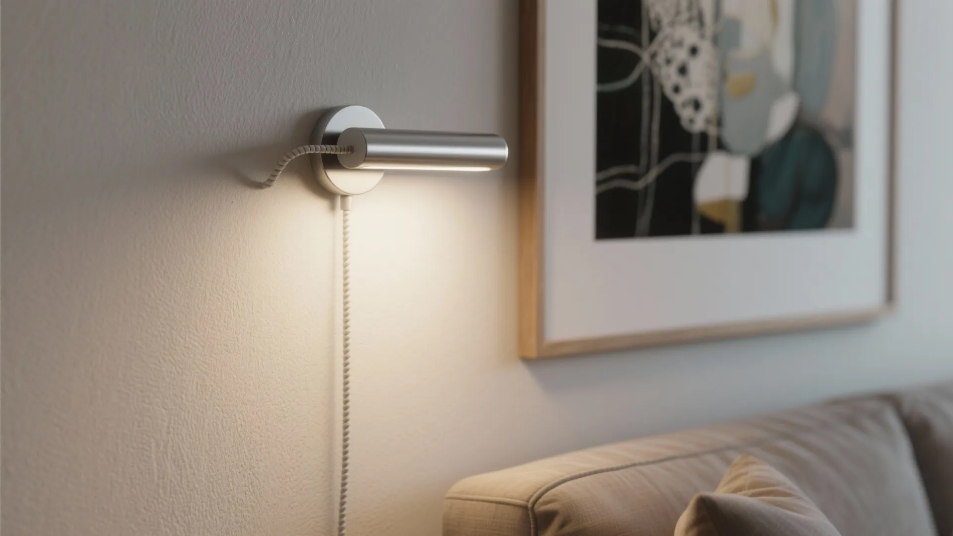 3. Minimalist Corded Picture Lights for Gallery Walls