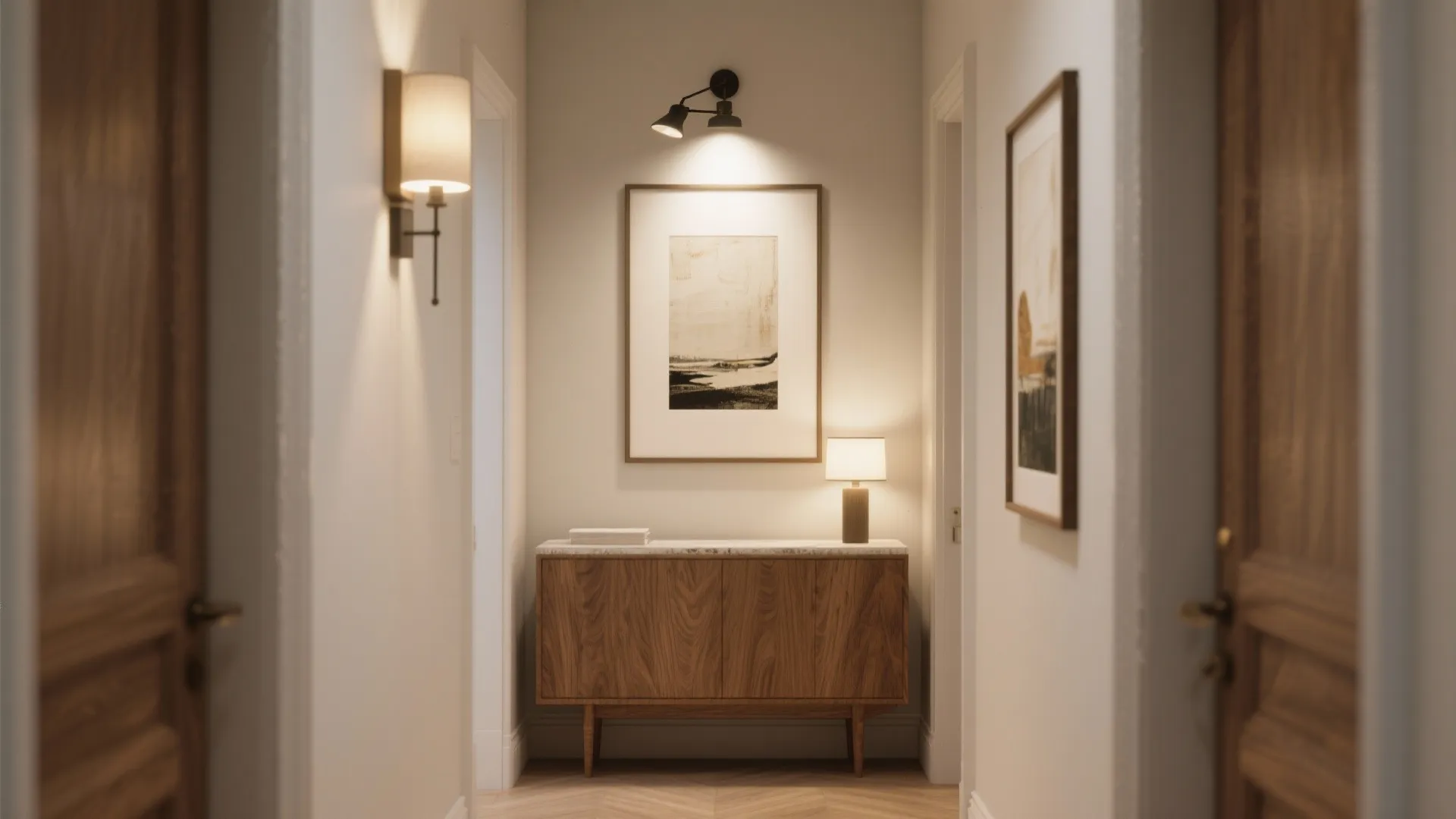 3. Adjustable picture-light sconces for multifunctional display