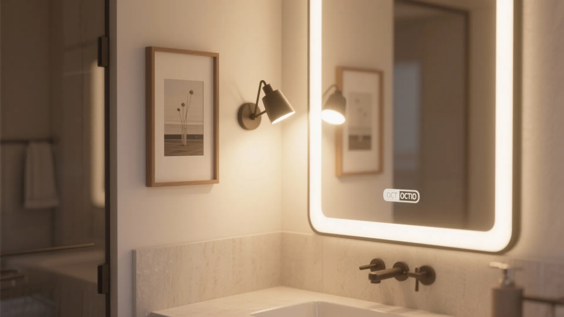 3. Adjustable picture lights to highlight art and mirrors