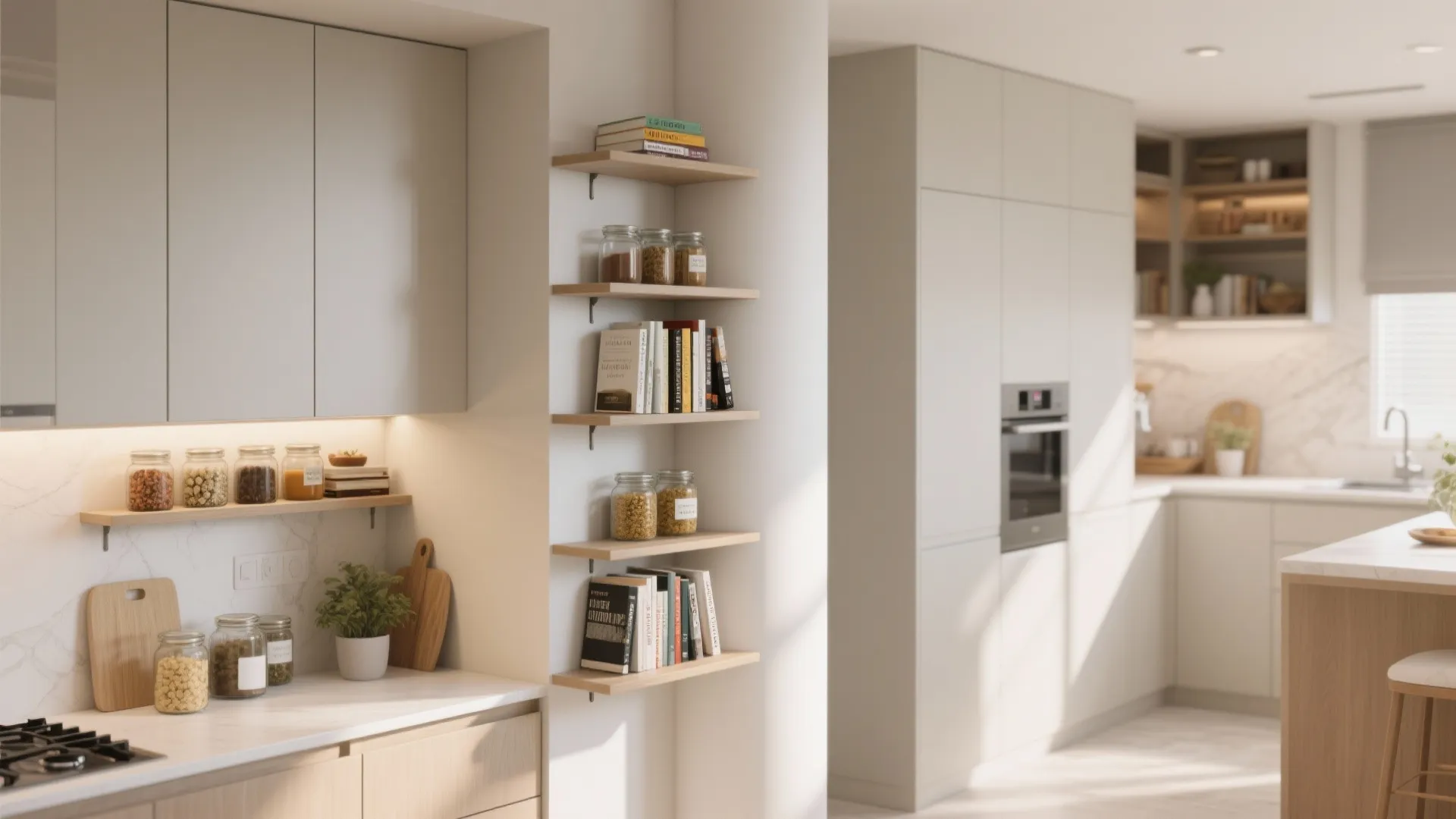 Integrated Shelving Around Pillar