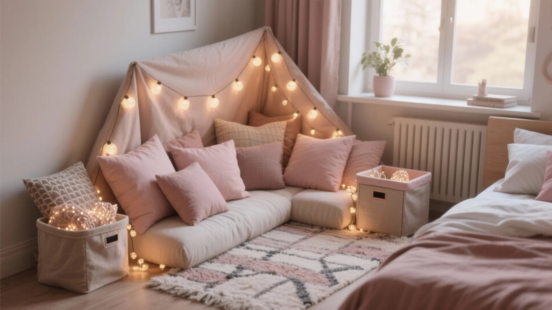 4. Pillow fort lounge: comfortable and photo-ready