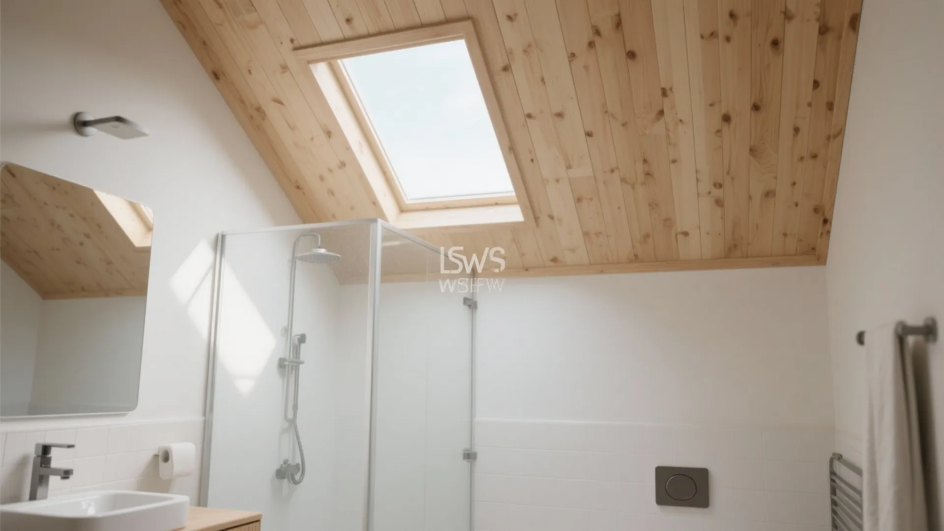 10. Ceiling Clad in Light Pine Above White Walls