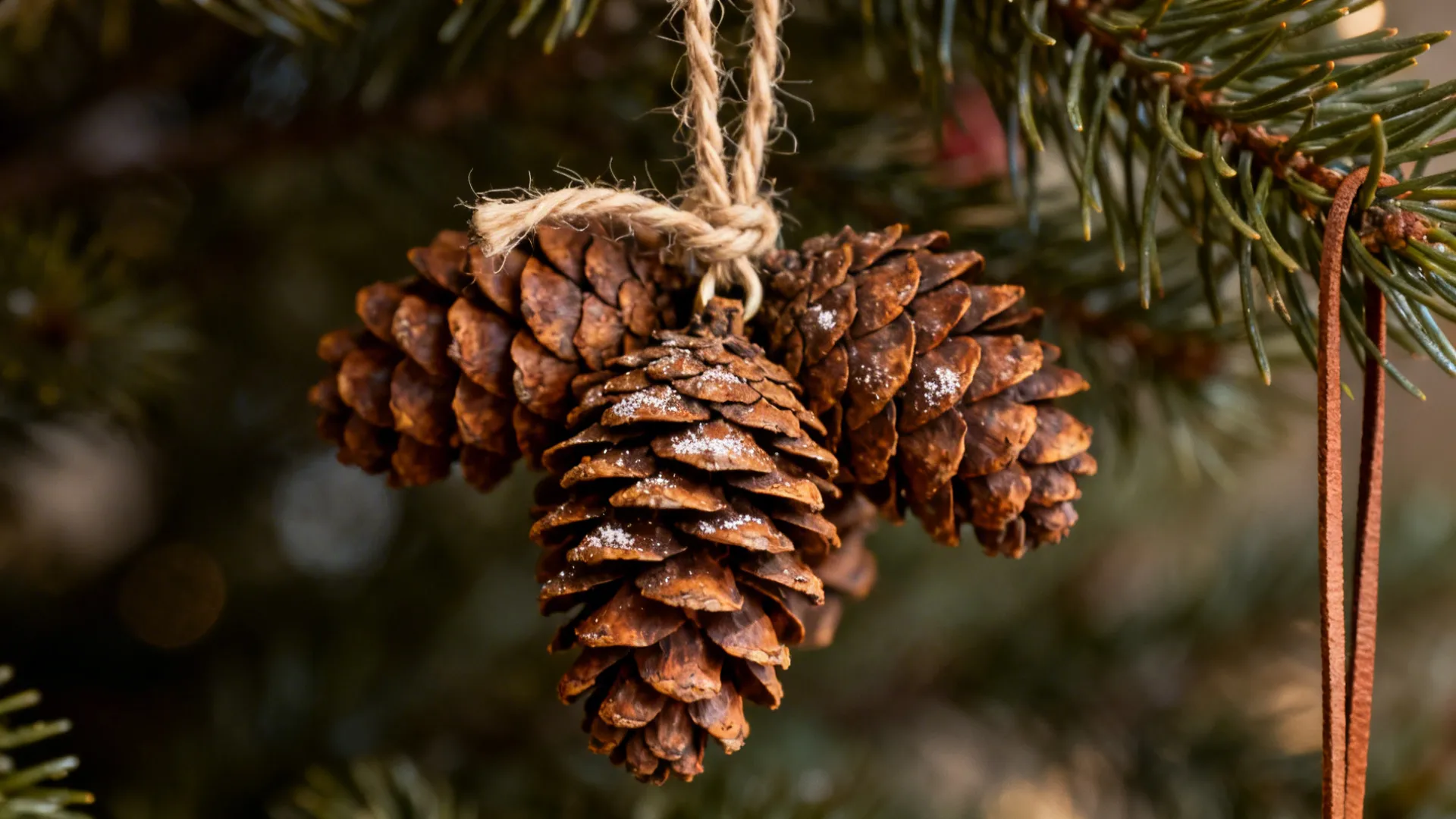 1. Foraged Pinecones and Twine Ornaments