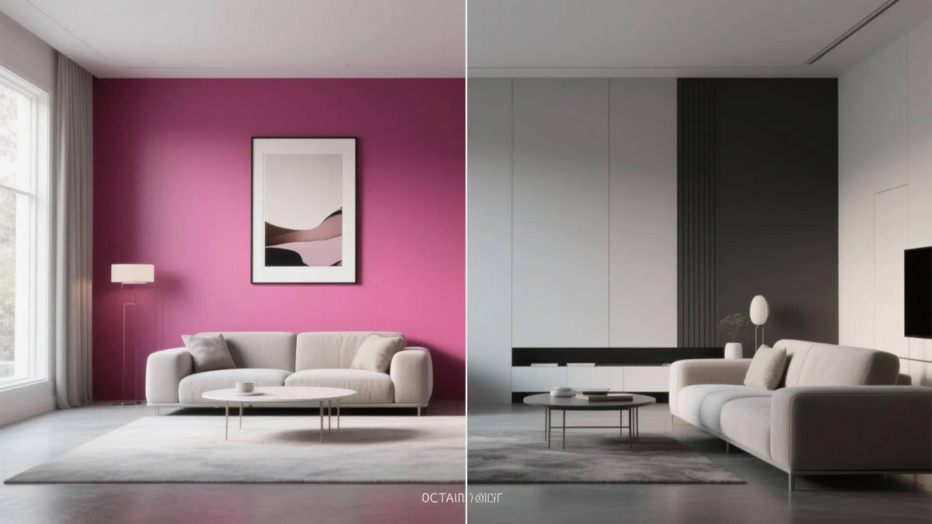 3. Pink Accent Wall with a Monochrome Palette