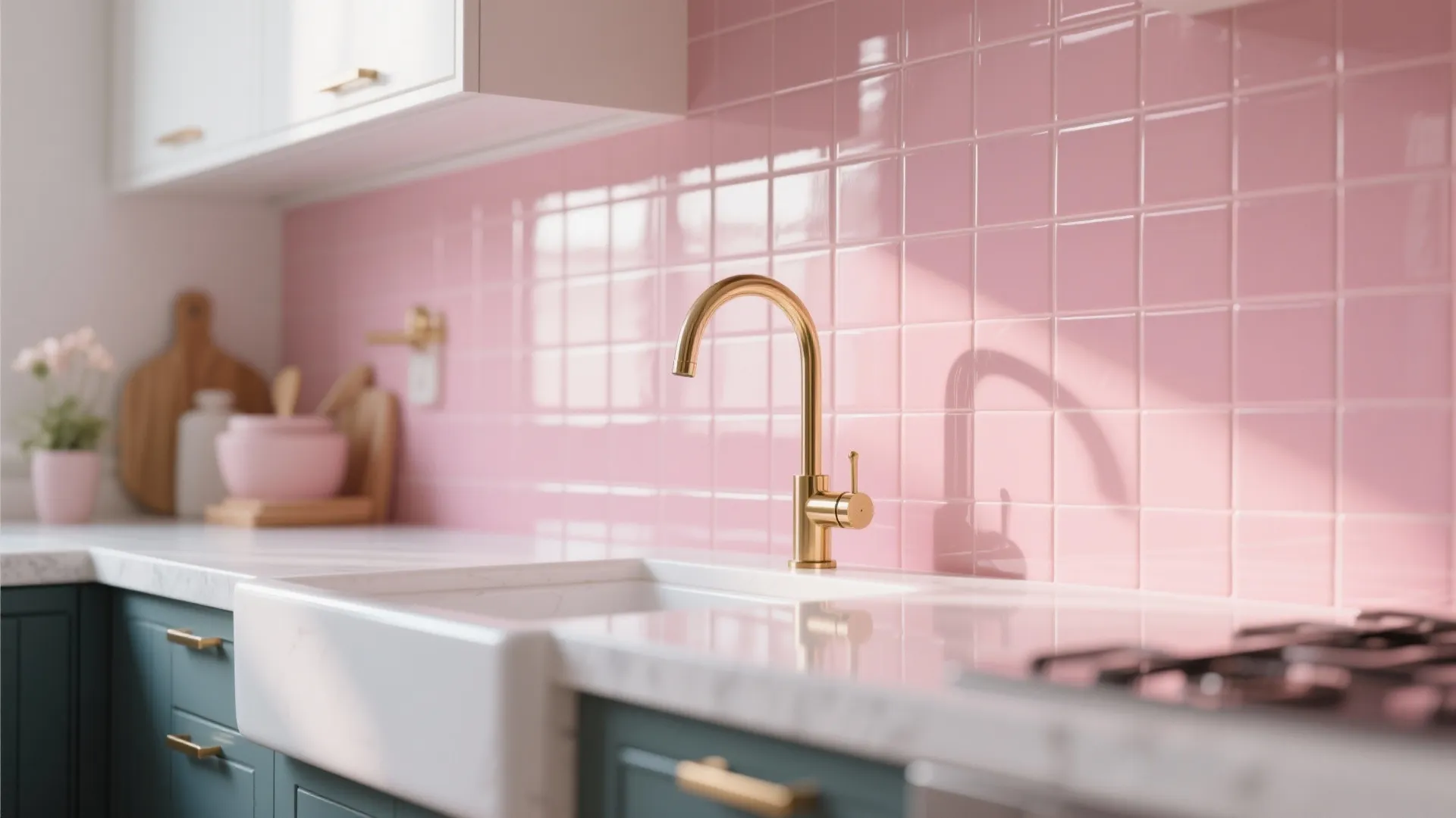 4. Pink Backsplash Tiles