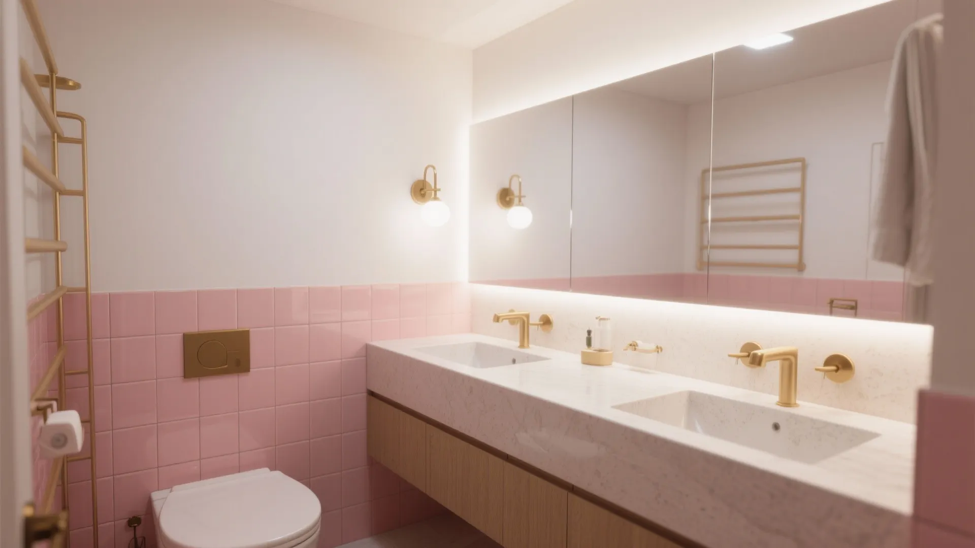 3. Mirrors, Lighting, and L-Shaped Vanities to Maximize Space