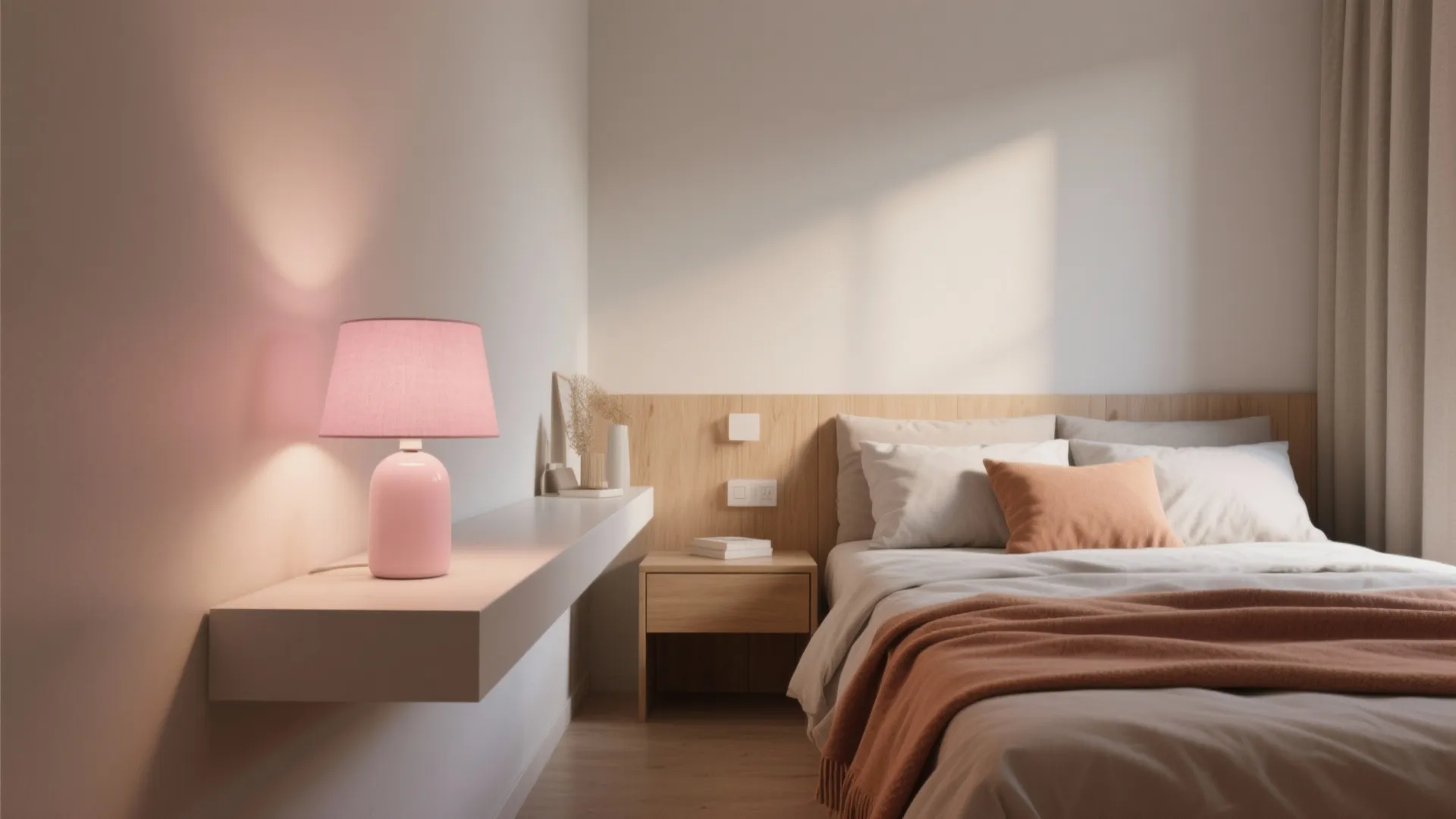 1. Use a pink bedside lamp to create depth