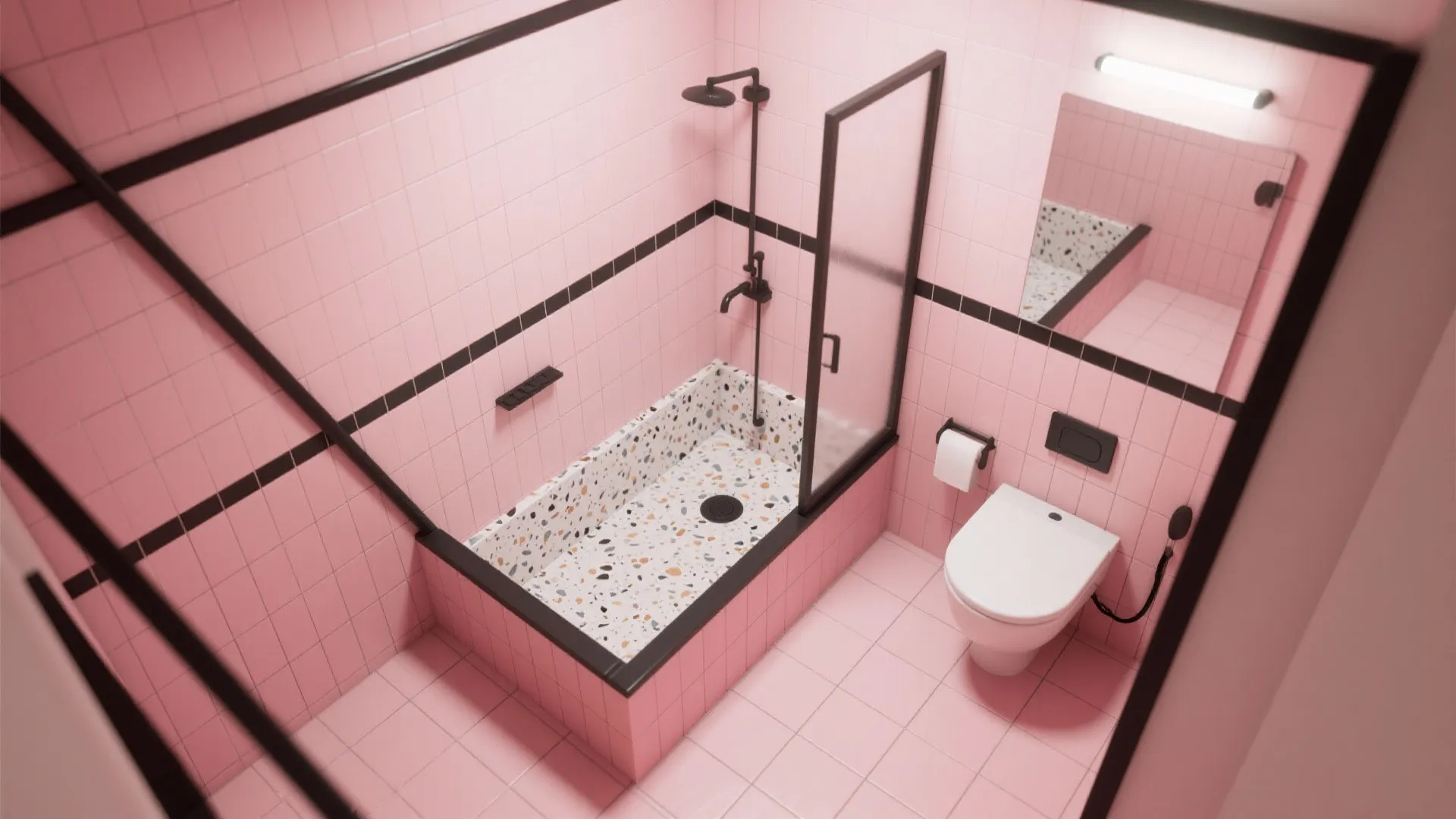 Retro Pink with Black Accents (Mid-Century Flavor)