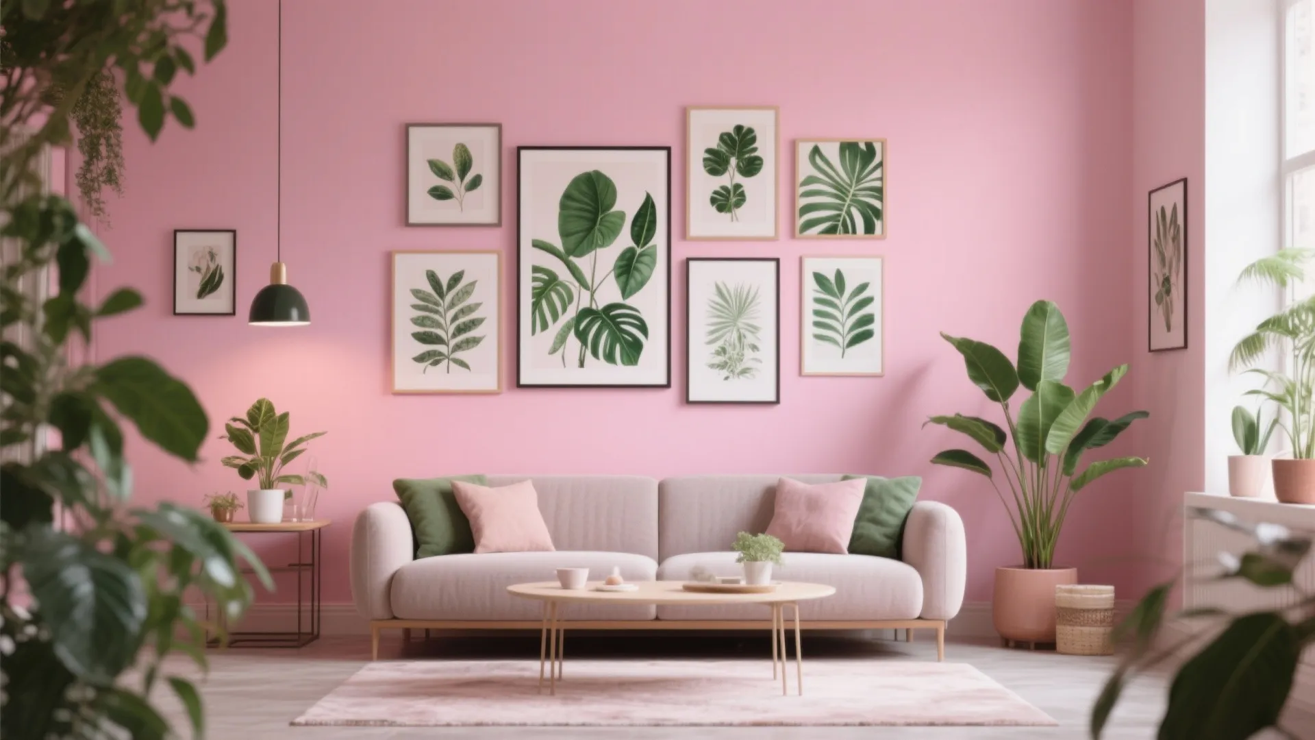 9. Pink and Green Art Gallery Wall