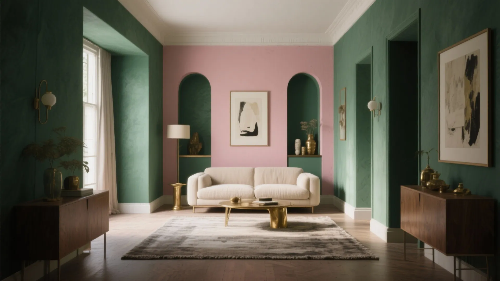 Dusty Pink with Deep Forest Green