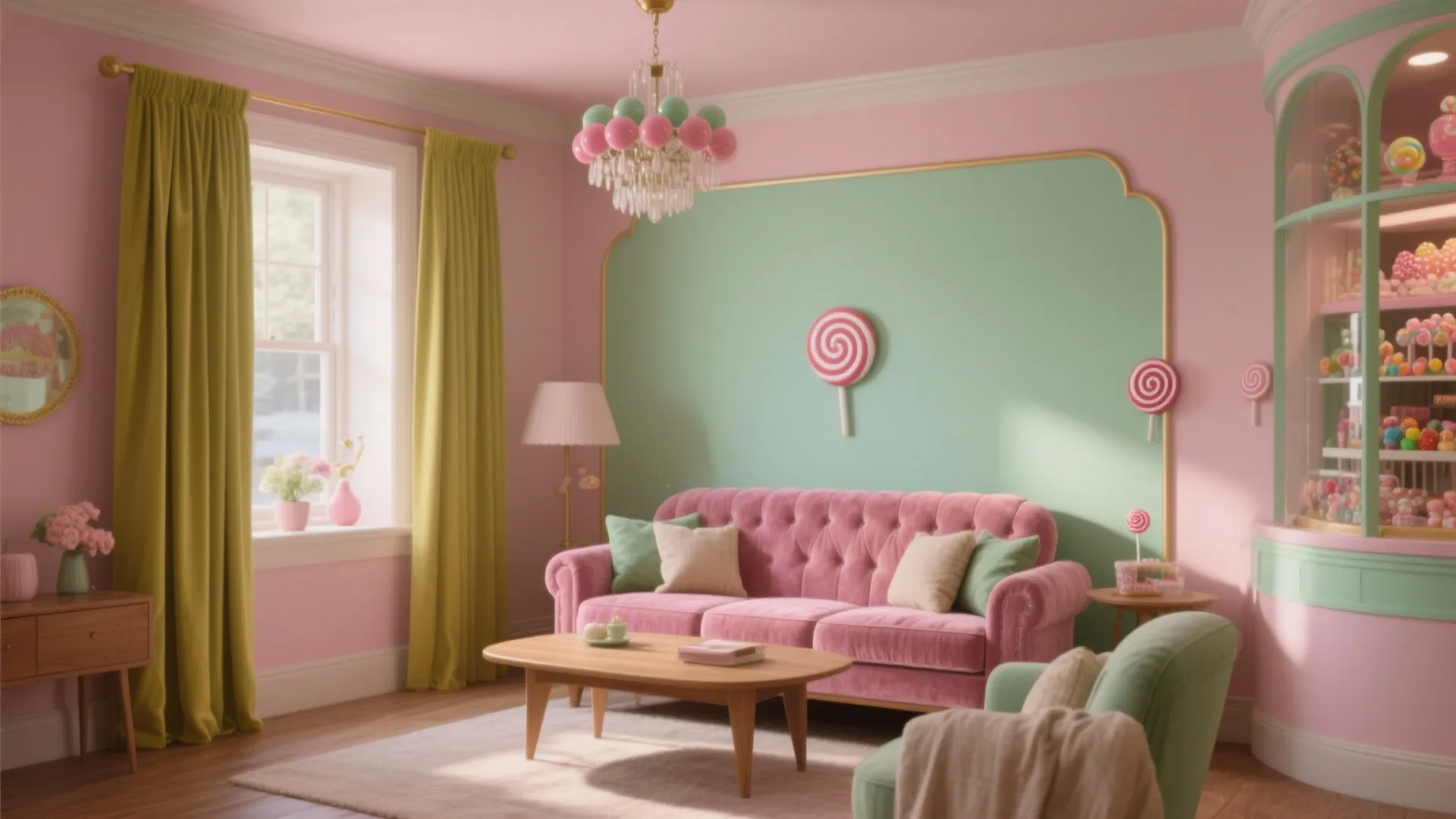 Pink Green Living Room Makeover: 5 playful paint ideas to refresh a small living room with pink and green