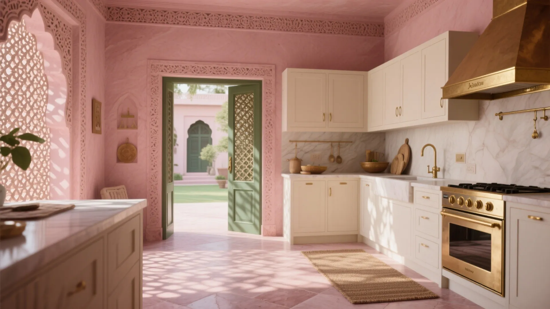 Pink Sandstone & Jaali Light Screens