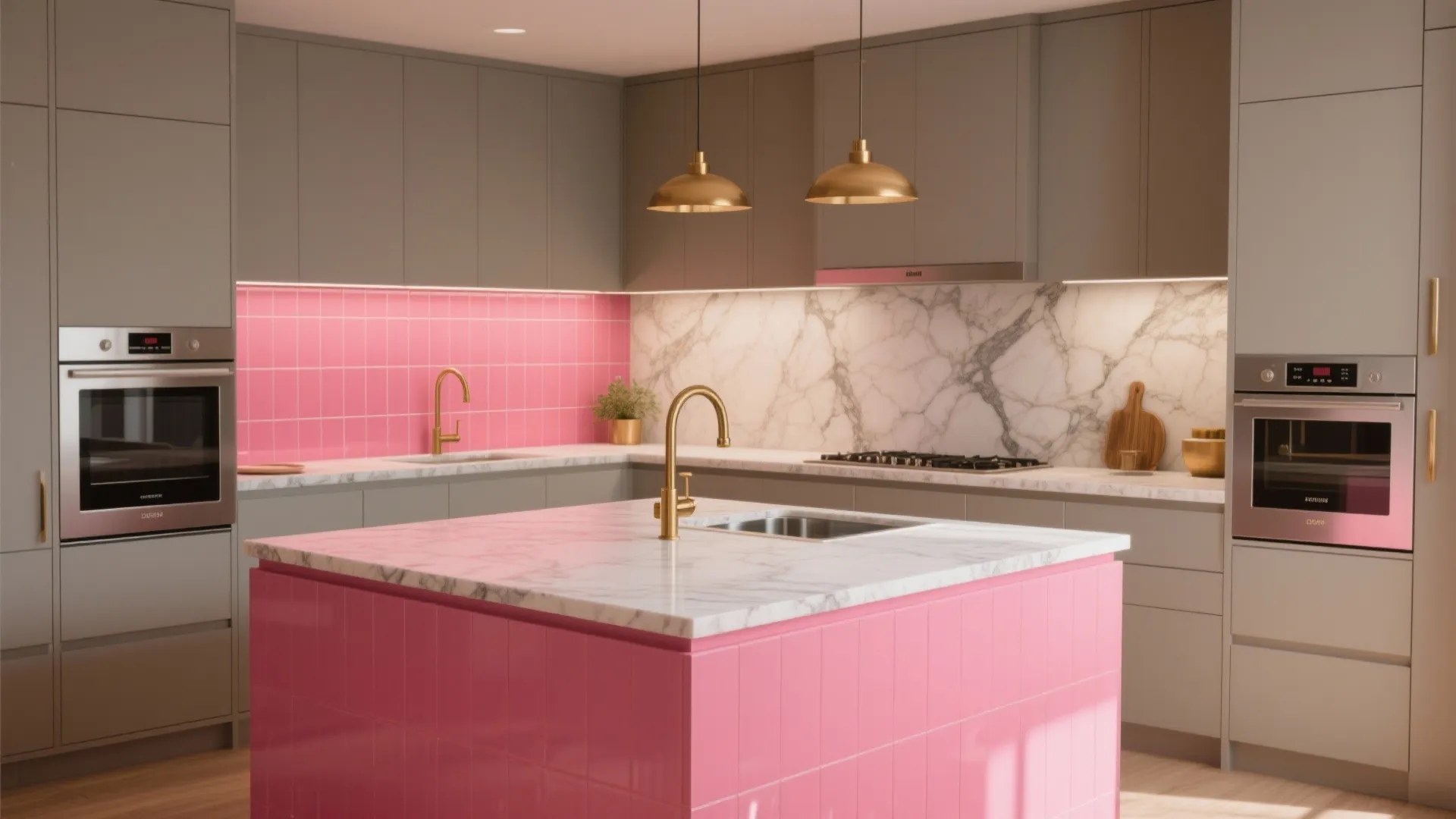 5. Try hot pink as a kitchen vignette or backsplash
