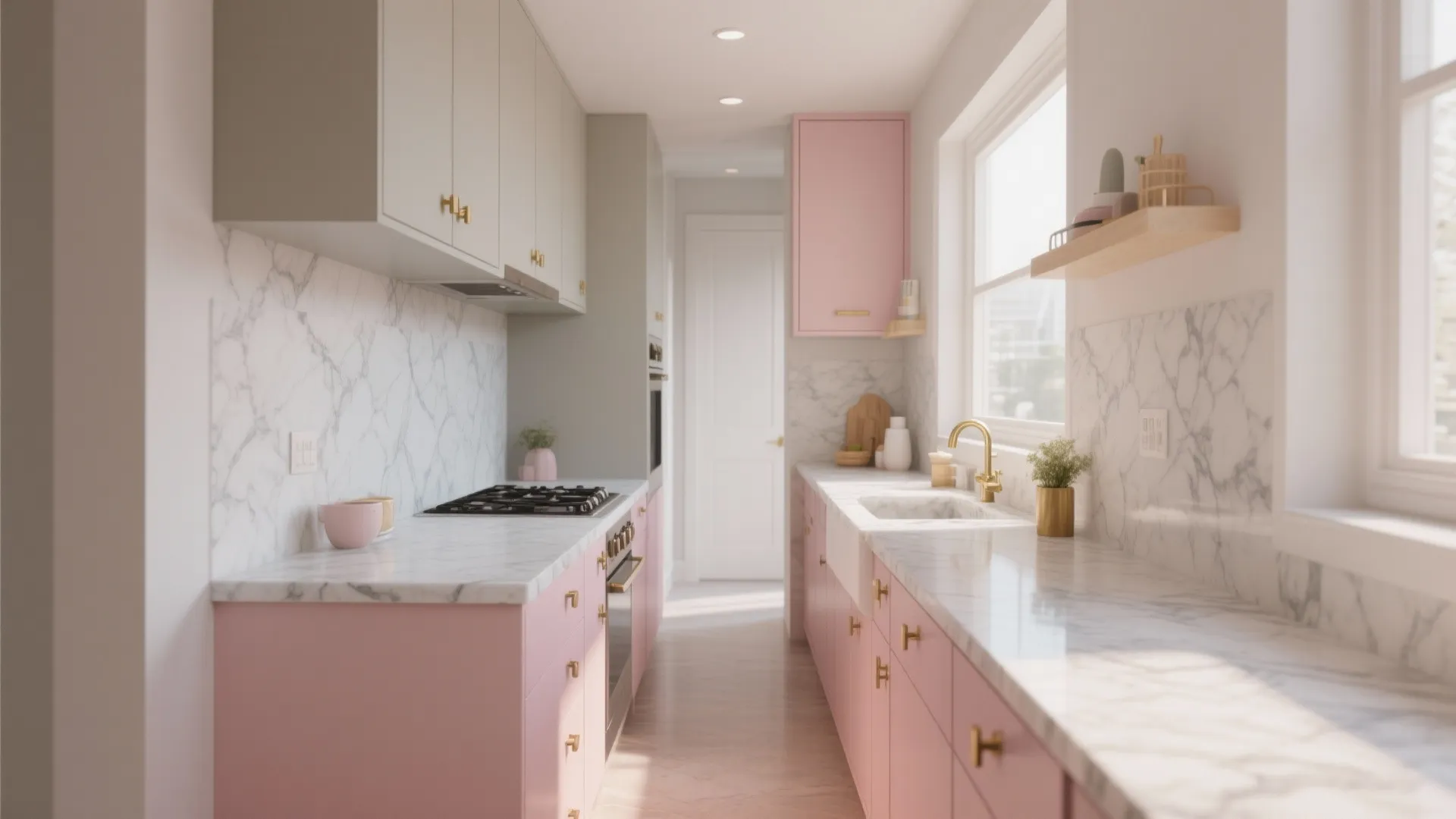 3. Pink accents in the kitchen