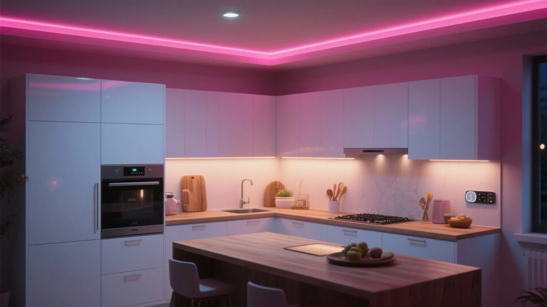 5. Use hot pink as a scene-setting accent in kitchens