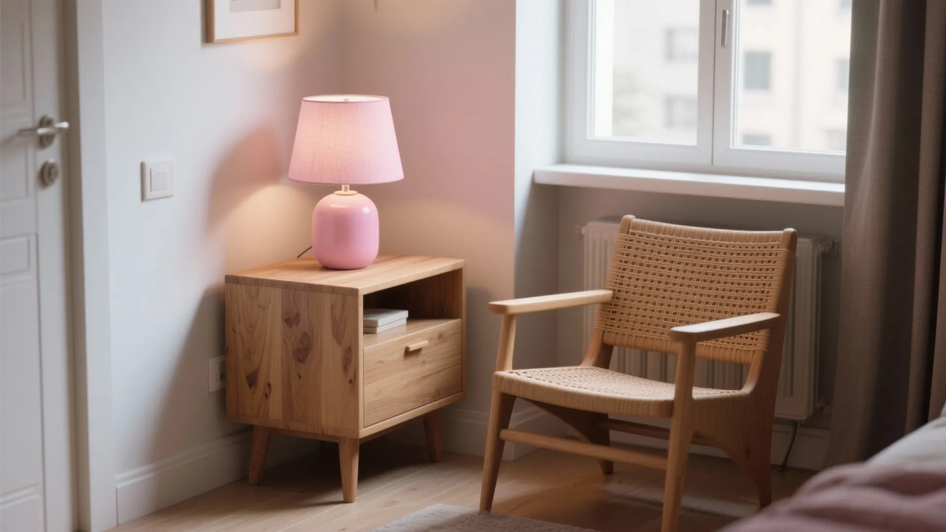 2. Pink Lamp + Natural Textures