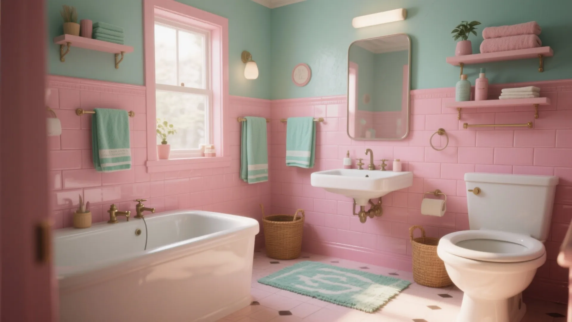10. Mix Pink with Mint Accents
